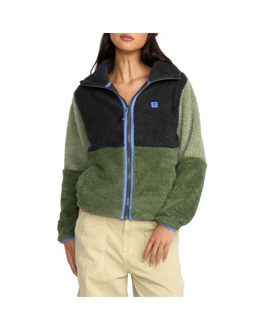 Billabong Green Switchback Zip High Pile Fleece Jacket