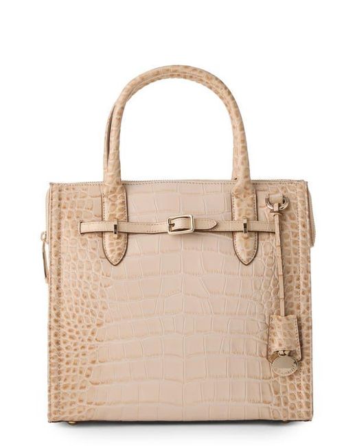 Brahmin Natural Small Caroline Croc Embossed Leather Satchel