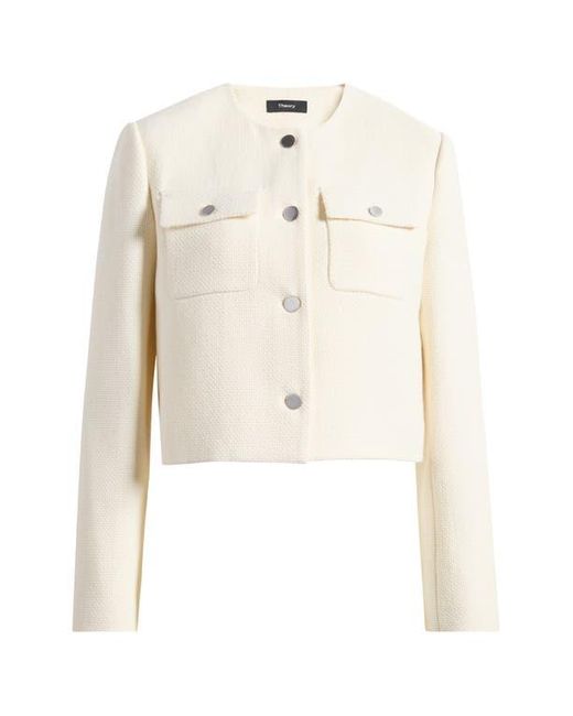 Theory White Collarless Jacket