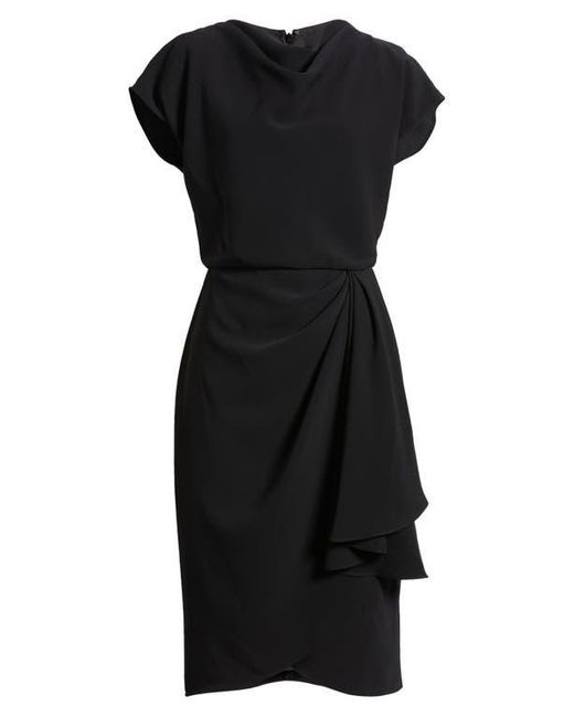 Amsale Black Cowl Neck Tulip Cocktail Dress