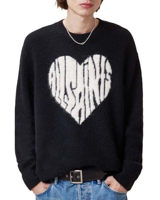 AllSaints Black Bubble Saints Crewneck Sweater for men