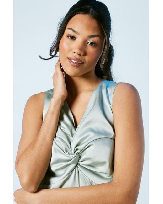 Oasis Blue Satin Bridesmaids Midi Dress