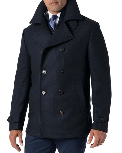 Robert Talbott Blue Curtis Peacoat for men