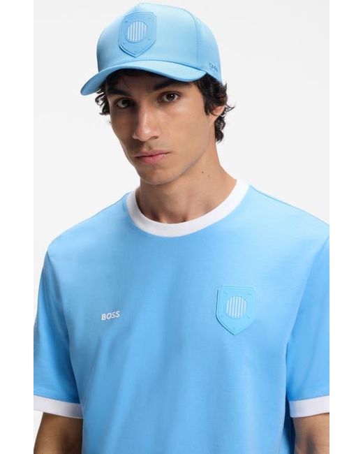 Boss Blue Poulin Lux Flag Patch Adjustable Baseball Cap for men
