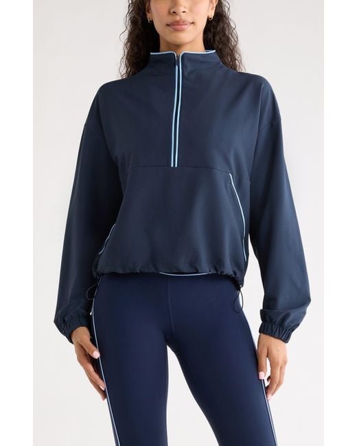 Zella Blue Piped Half Zip Pullover