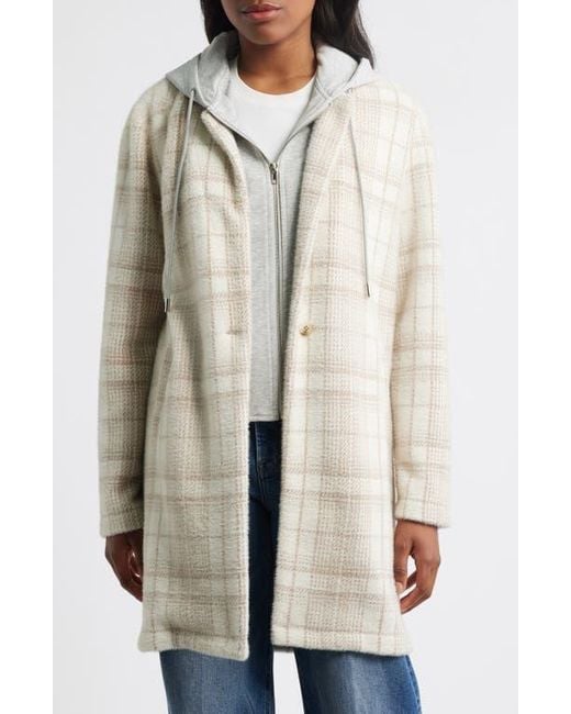 Thread & Supply Natural Plaid Coat With Bib Hoodie
