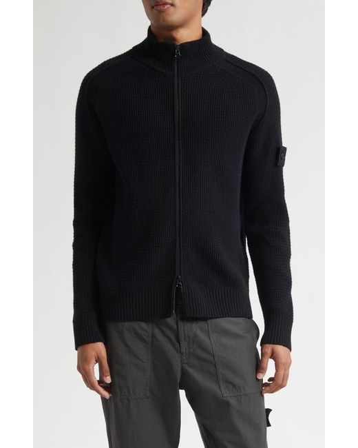 Stone Island Black Ghost Virgin Wool Zip Cardigan for men