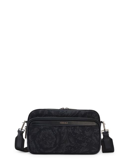 Versace Black Barocco Jacquard Twill Camera Bag for men