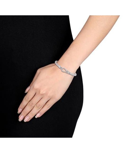 Julianna B Metallic Cubic Zirconia Weave Bangle Bracelet