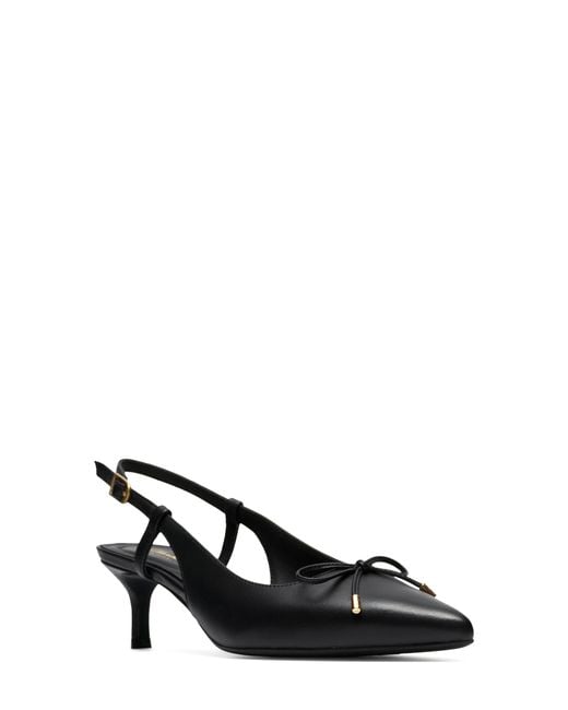 Clarks Black Zarey Bow Pointed Toe Slingback Pump