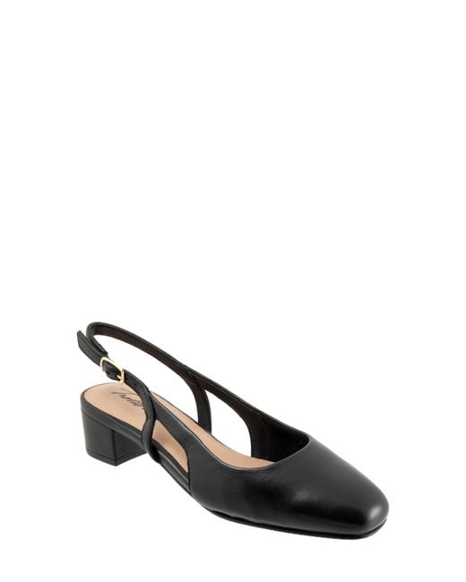 Trotters Black Dottie Slingback Pump
