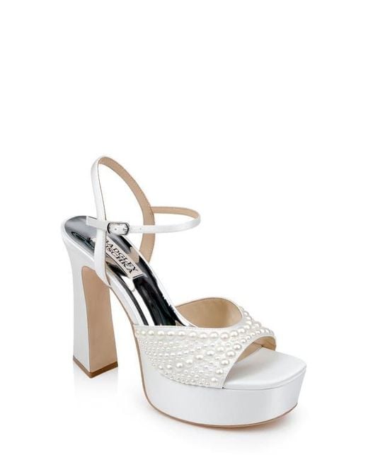 Badgley Mischka White Bryleigh Ankle Strap Platform Sandal