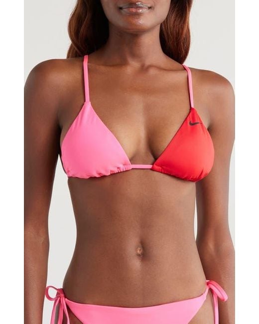 Nike Red Colorblock Triangle Bikini Top