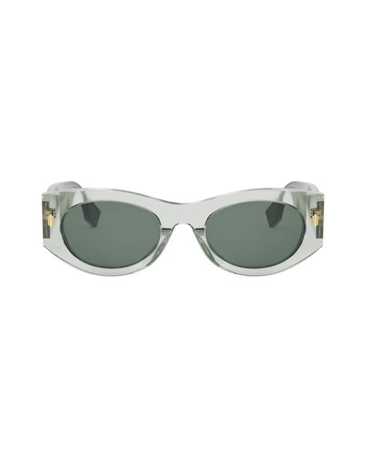 Fendi Green The Roma 52mm Oval Sunglasses