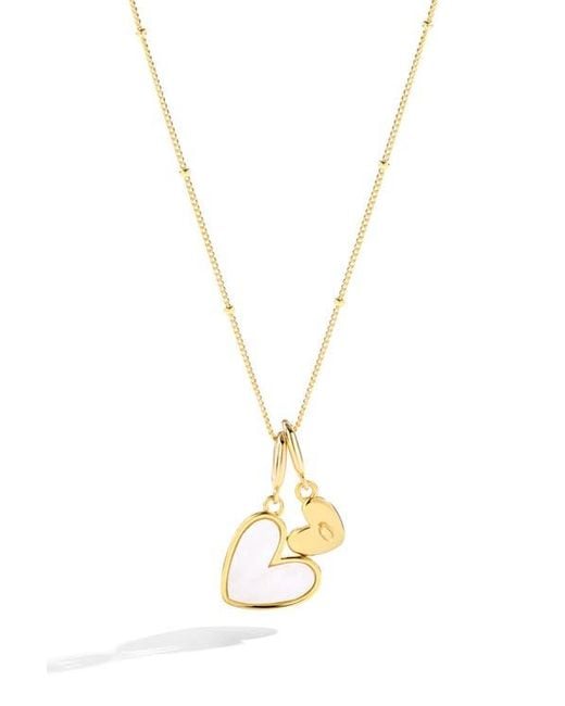 Mint & Lily Women's Metallic Mother Of Pearl Heart Initial Necklace