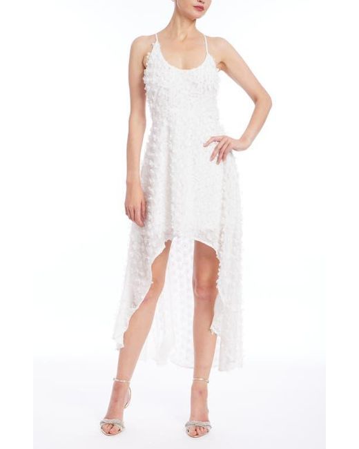 Badgley Mischka Floral Appliqu High-Low Cocktail Dress in White | Lyst