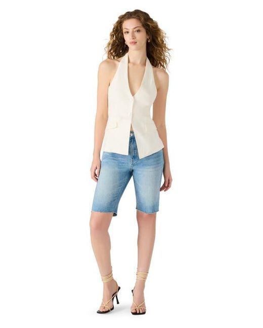 Steve Madden Blue Brielle Linen Blend Halter Vest