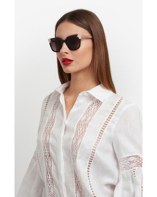 Carolina Herrera Black 53Mm Rectangular Sunglasses