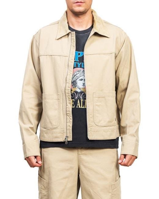 Alpha Style Natural Blun Zip-Up Work Jacket for men
