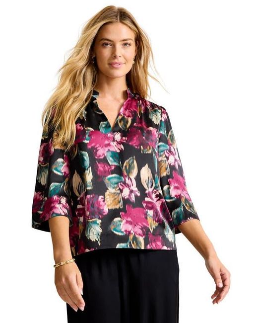 Tommy Bahama Black Jeweled Blooms Silk Top