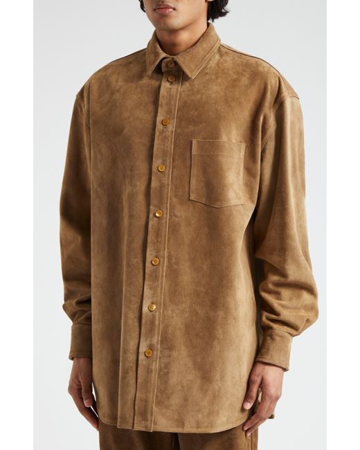Marni Brown Oversize Suede Shirt Jacket for men