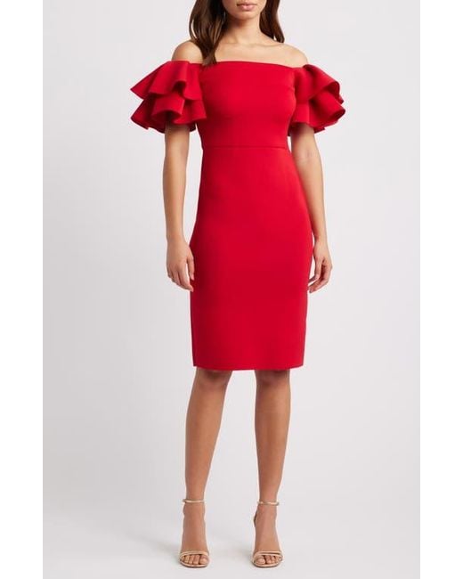 eliza j off the shoulder ruffle dress Eliza J Women's Off-the-Shoulder Side-Ruched Gown - Navy