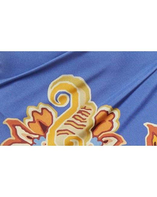 Etro Blue Floral Print Jersey Dress