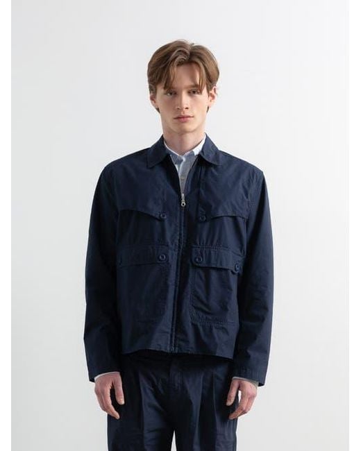 Edmmond Studios Blue Long Sleeve Utility Zip Jacket for men