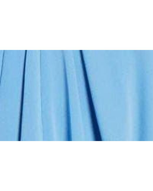 Cinq À Sept Blue Kaily Gathered Drape Halter Maxi Dress