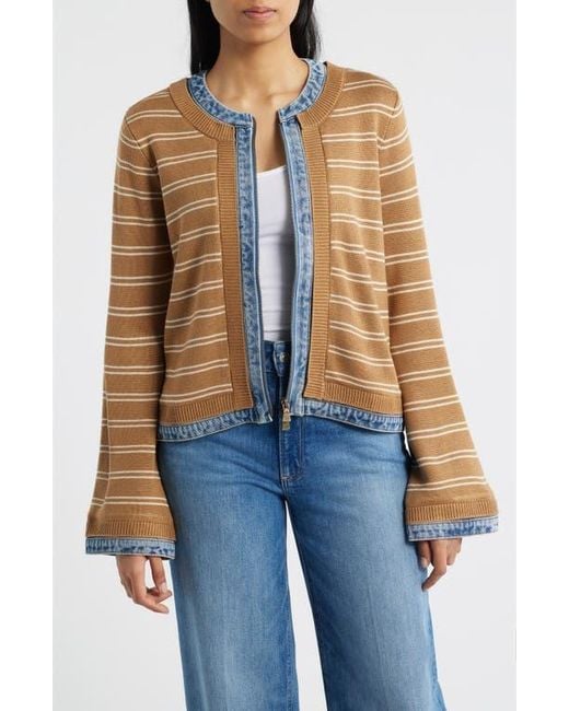 Wit & Wisdom Blue Mixed Media Jacket