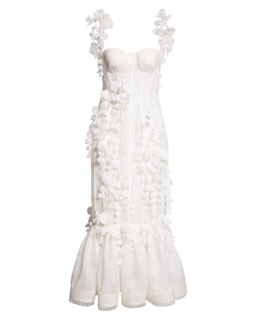 Zimmermann White Petals Linen & Silk Corset Gown