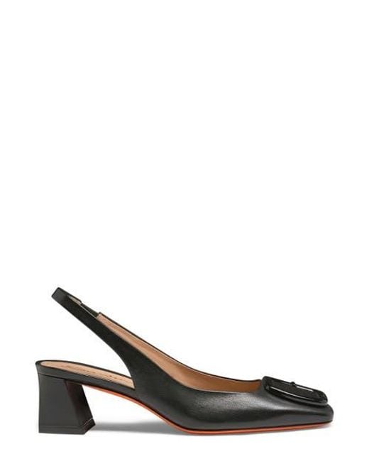Santoni Metallic Mid-Heel Slingback