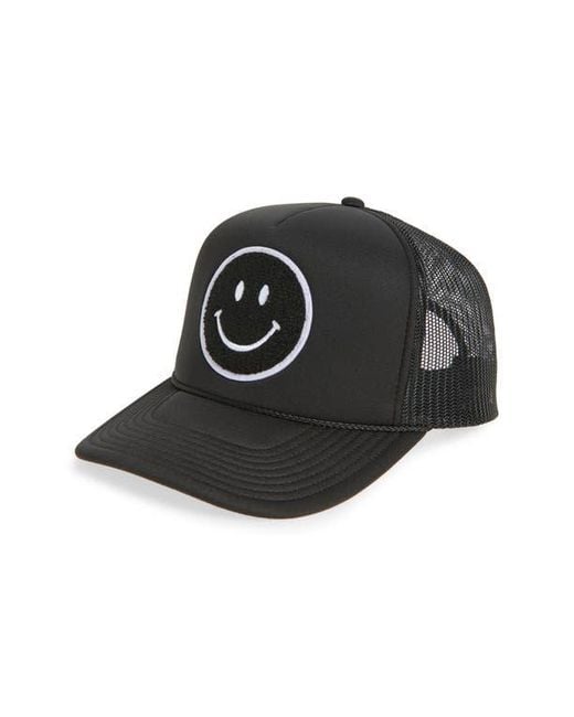 Local Beach Black Smiley Patch Trucker Hat for men