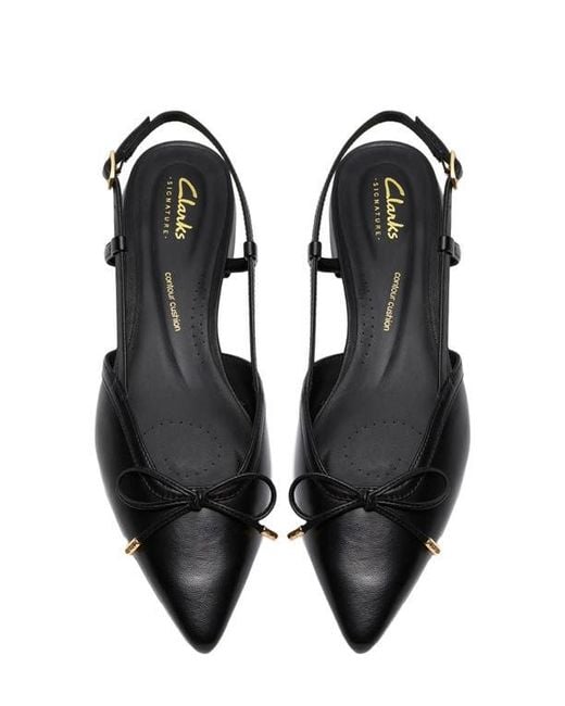Clarks Black Sensa Bow Slingback Flat