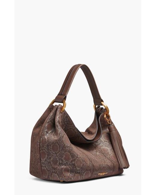 Donna Karan Brown Glenwood Python Suede Shoulder
