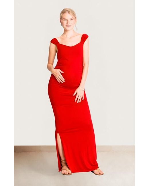 Nom Maternity Zoey Maternity Body-Con Dress in Red | Lyst