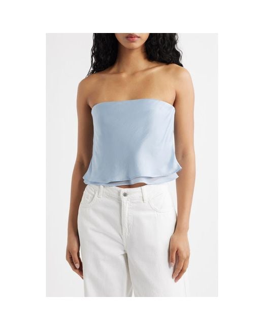 Mango Blue Azur Strapless Crop Top