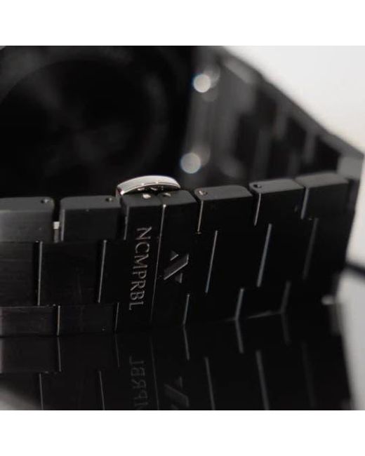 NCMPRBL Black Elevate Link Phantom Swiss Quartz Bracelet Watch, 42Mm for men