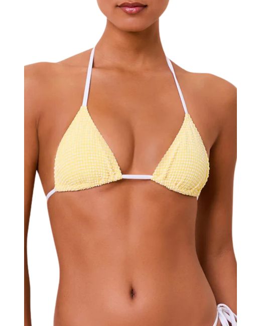 Solid & Striped Brown The Iris Gingham Triangle Bikini Top
