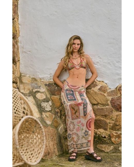 Agua Bendita Orange Tock Fiore Cover-Up Skirt