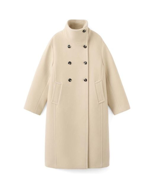 Mango Natural Double Breasted Stand Collar Coat