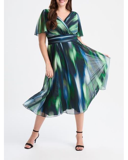 Scarlett & Jo Women's Green Victoria Ikat Angel Sleeve Midi Dress - hulwithkids.com Scarlett & Jo Women's Green Victoria Ikat Angel Sleeve Midi Dress - hulwithkids.com
