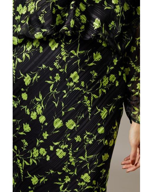 Warehouse Green Shadow Stripe Batwing Midi Dress