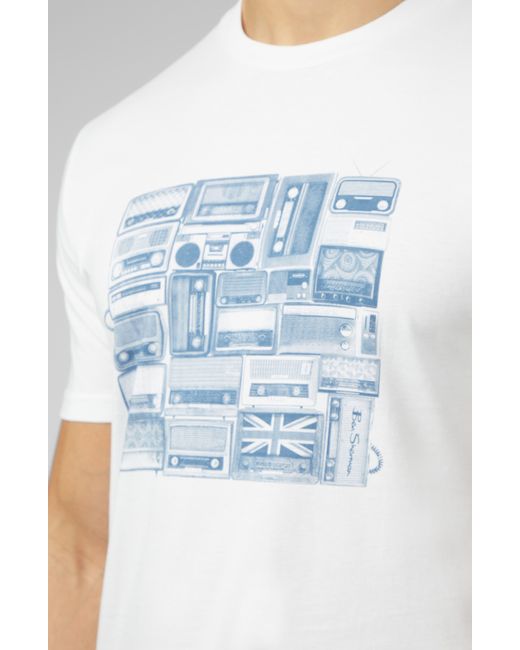 Ben Sherman White Radio Stack Graphic T-shirt for men