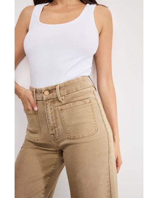 GOOD AMERICAN Natural Patch Pocket Crop Palazzo Jeans