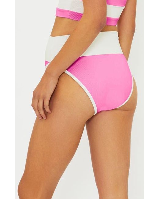 Beach Riot Pink Emmy Colorblock High Waist Bikini Bottoms