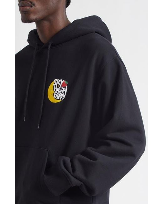 Sky High Farm Black Gender Inclusive Perennial Shf Logo Regenerative Cotton Graphic Hoodie for men