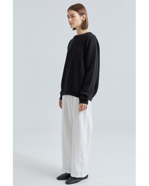 ALMINA CONCEPT Black Ribbed Wool Crewneck Sweater