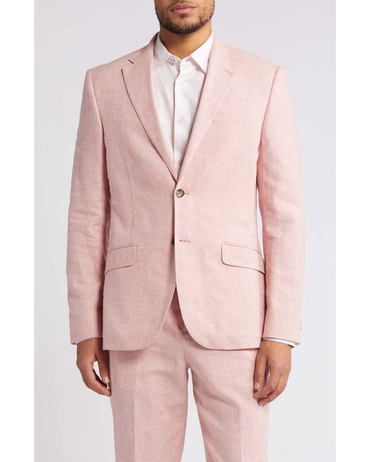 Ted Baker Pink Damaskj Slim Fit Linen & Cotton Sport Coat for men