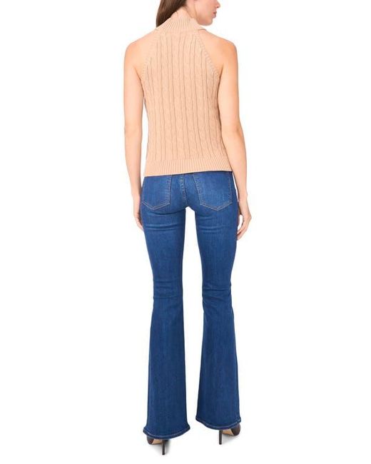 Halogen® Blue Turtleneck Cable Stitch Cotton Sweater Tank